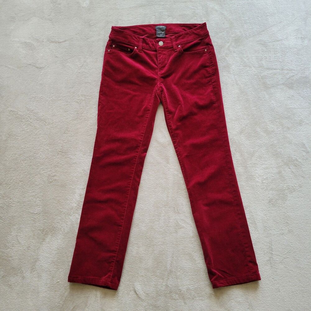 Ann Taylor Signature Straight Fit Corduroy Red Sz 0